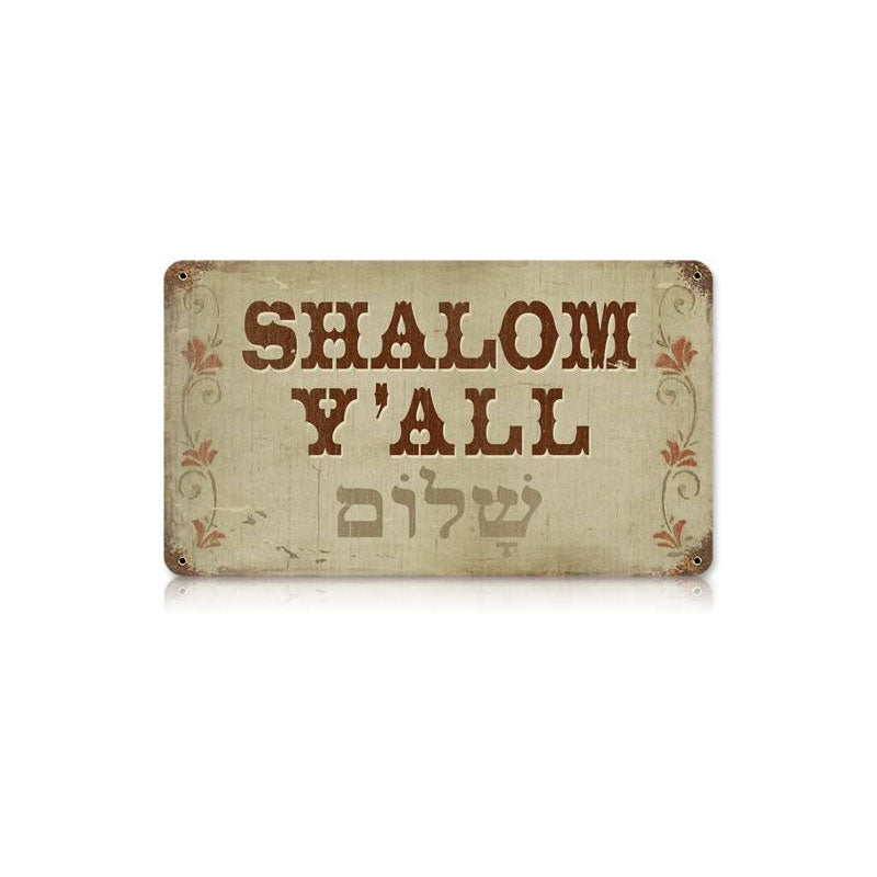 Shalom Vintage Sign, Oil & Petro, Metal Sign, Wall Art, 12 X 18 Inches