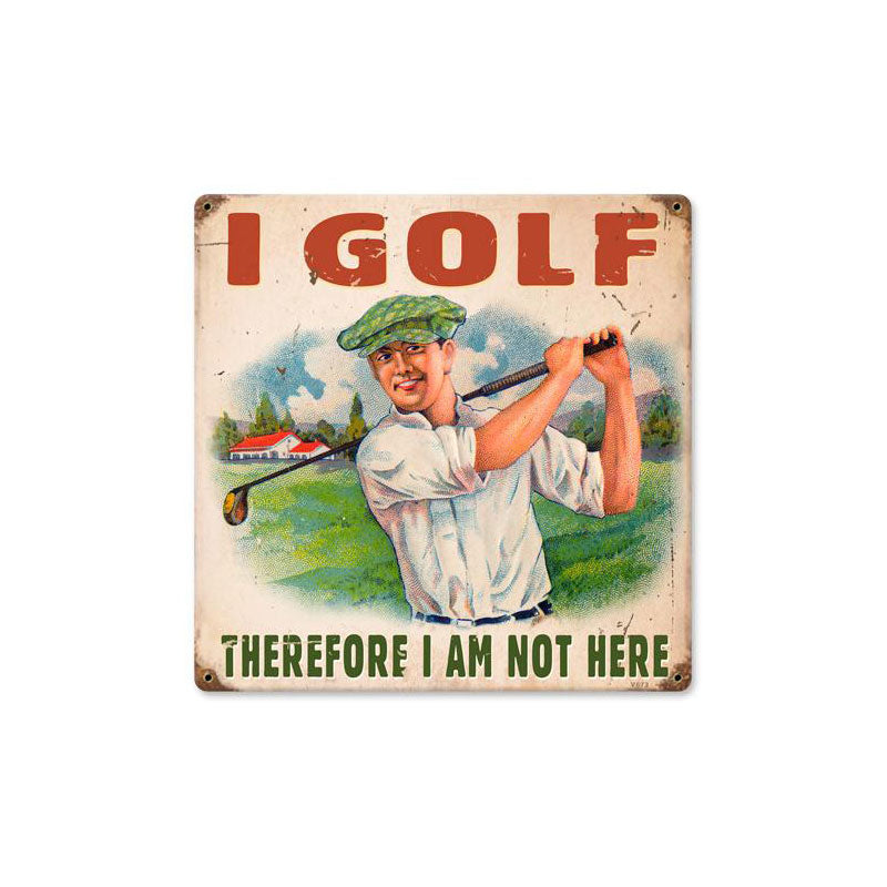 I Golf Vintage Sign, Humor, Metal Sign, Wall Art, 12 X 12 Inches