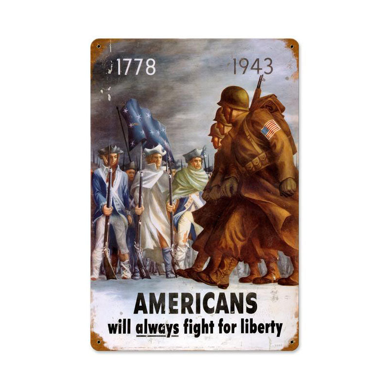 Americans Fight Vintage Sign, Military, Metal Sign, Wall Art, 12 X 18 Inches