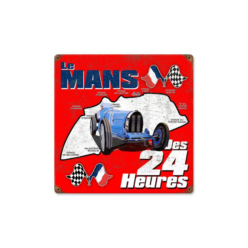 Le Mans Vintage Sign, Transportation, Metal Sign, Wall Art, 12 X 12 Inches