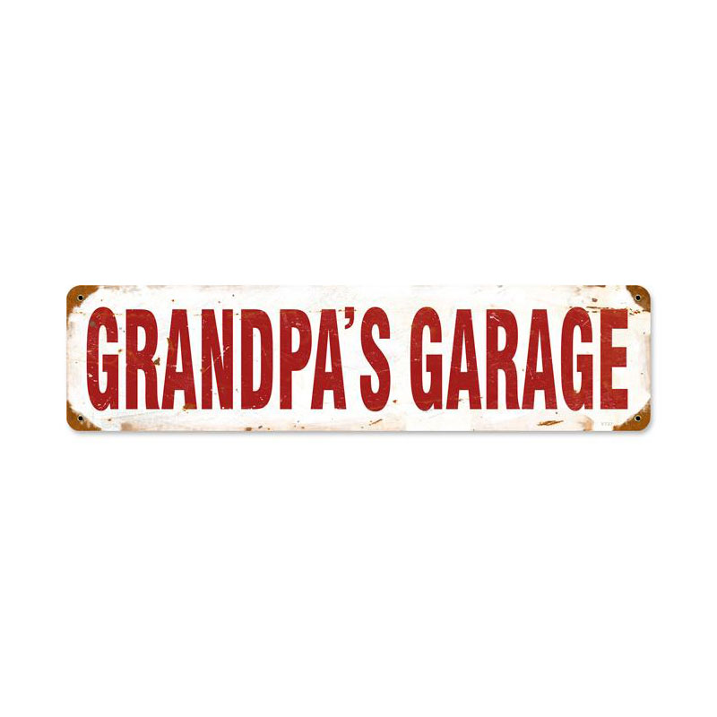Grandpa'S Garage Vintage Sign, Transportation, Metal Sign, Wall Art, 5 X 20 Inches
