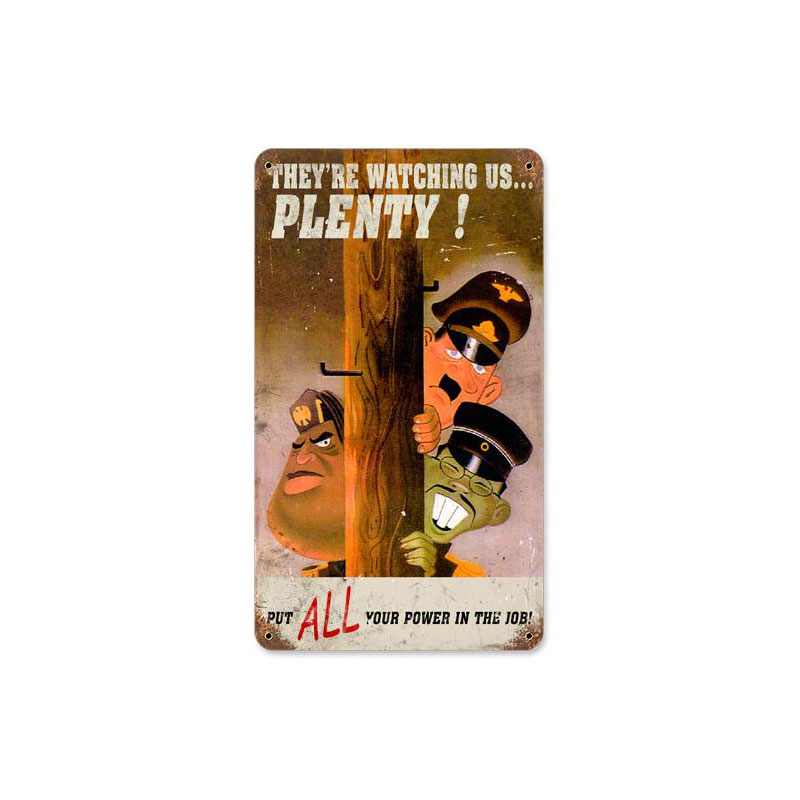 Watching Us Vintage Sign, Military, Metal Sign, Wall Art, 8 X 14 Inches