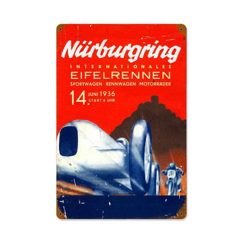 Nurburgring Vintage Sign, Transportation, Metal Sign, Wall Art, 18 X 12 Inches