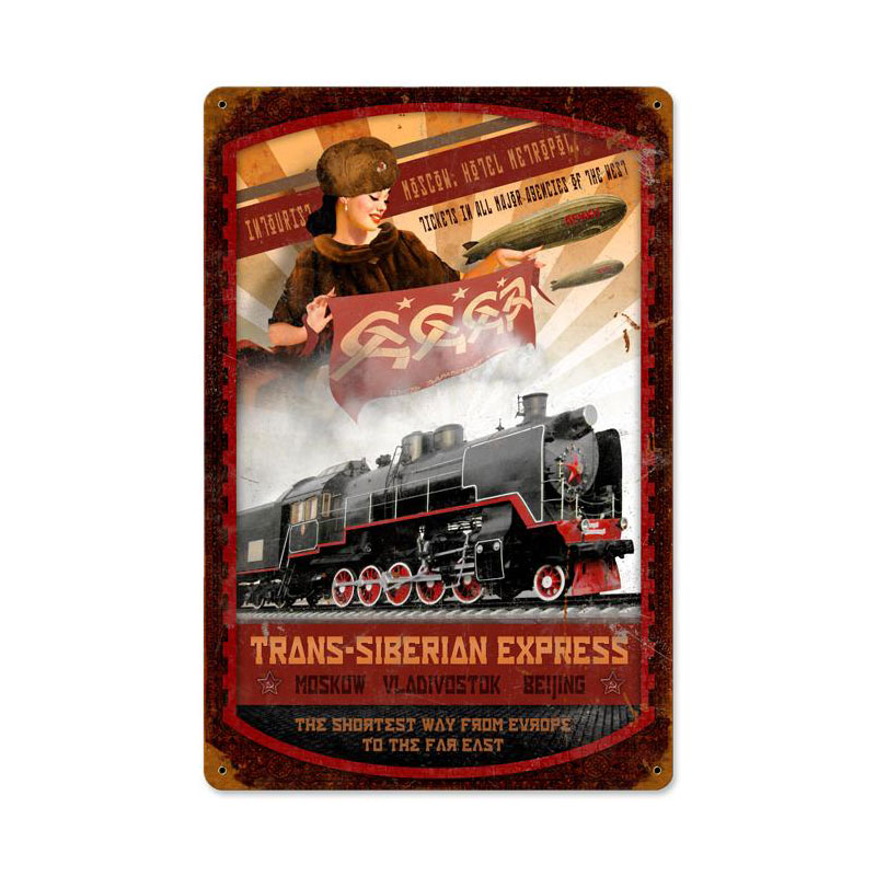 Trans Siberian Express Vintage Sign, Transportation, Metal Sign, Wall Art, 18 X 12 Inches