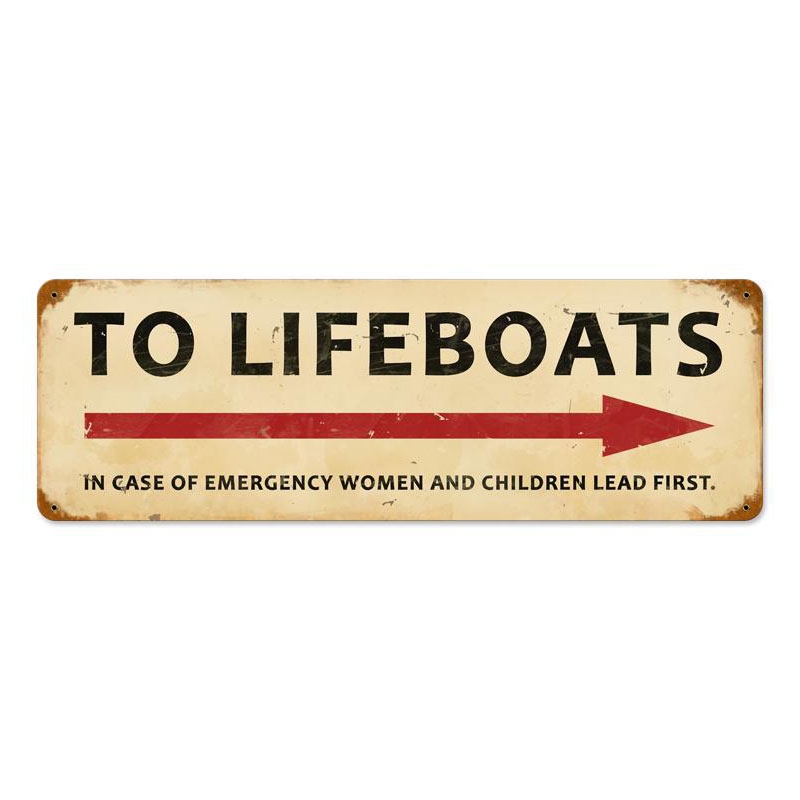 To Lifeboats Vintage Sign, Home & Garden, Metal Sign, Wall Art, 24 X 8 Inches