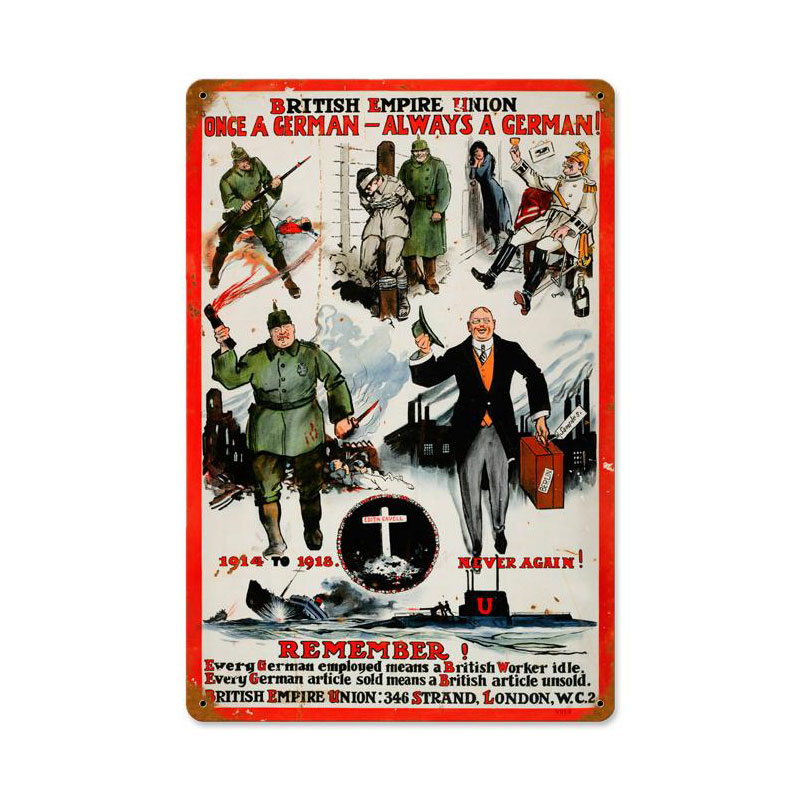 Once A German Vintage Sign, Military, Metal Sign, Wall Art, 18 X 12 Inches