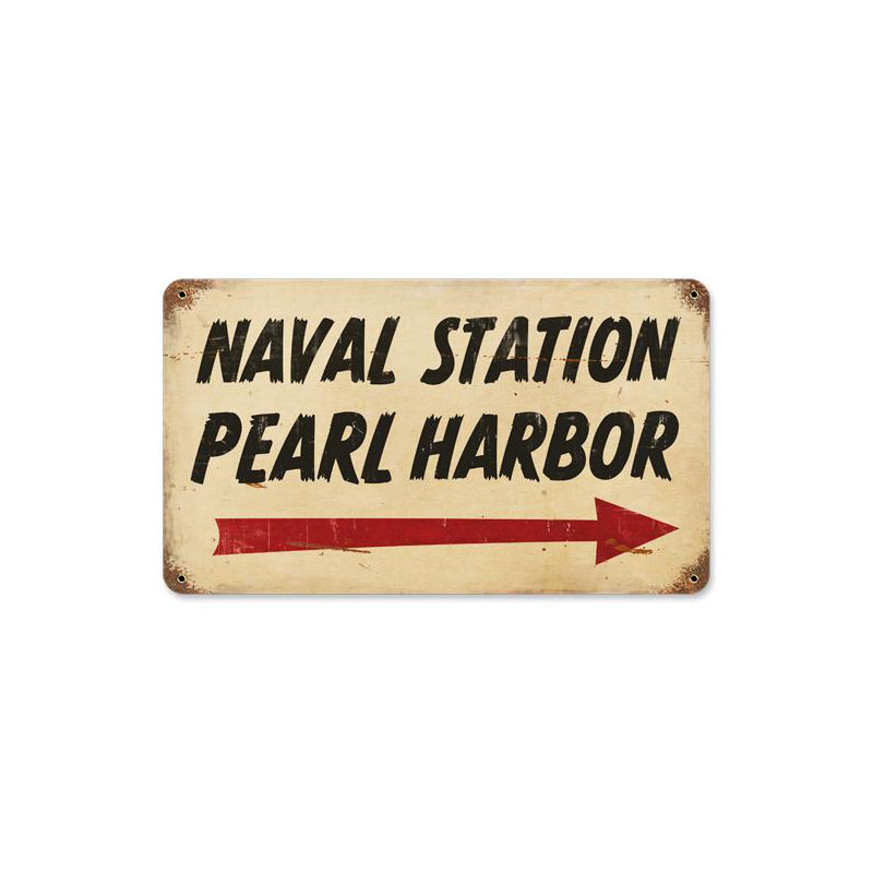 Pearl Harbor Naval Vintage Sign, Military, Metal Sign, Wall Art, 8 X 14 Inches