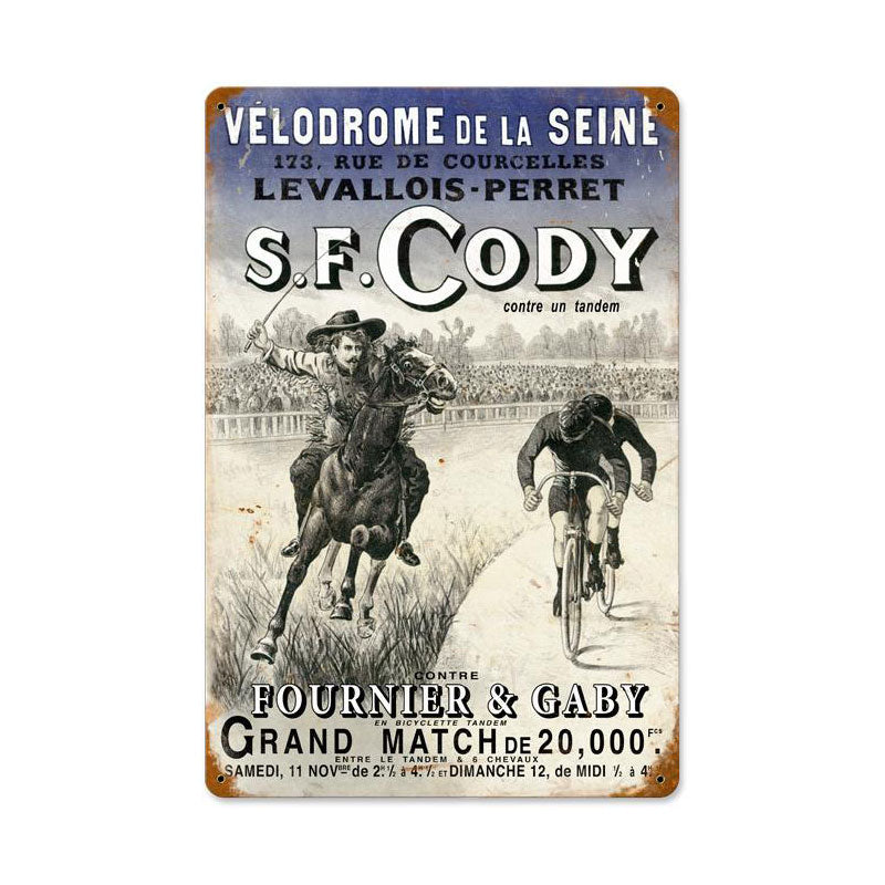 S.F. Cody Vintage Sign, Humor, Metal Sign, Wall Art, 18 X 12 Inches