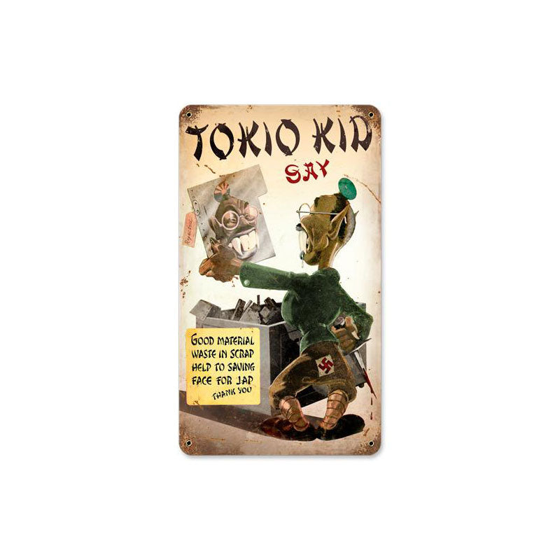 Tokio Scrap Vintage Sign, Military, Metal Sign, Wall Art, 18 X 8 Inches