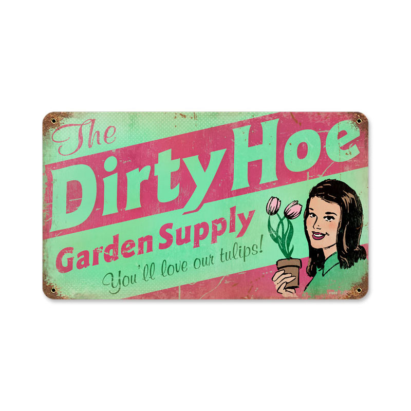 Dirty Hoe Garden Vintage Sign, Home & Garden, Metal Sign, Wall Art, 14 X 8 Inches