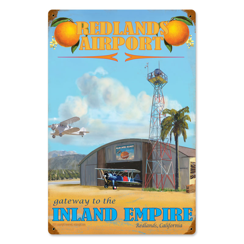 Redlands Airport, Other, Metal Sign, Wall Art, 12 X 18 Inches