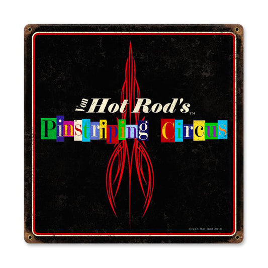 Pinstripe Circus, Automotive, Metal Sign, Wall Art, 12 X 12 Inches