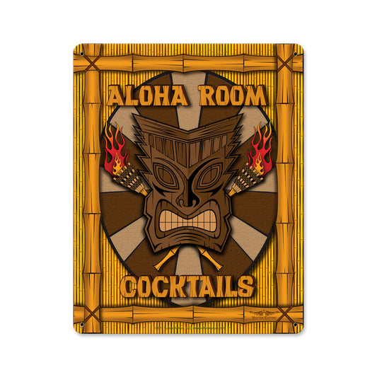 Aloha Room Vintage Sign, Automotive, Metal Sign, Wall Art, 12 X 18 Inches