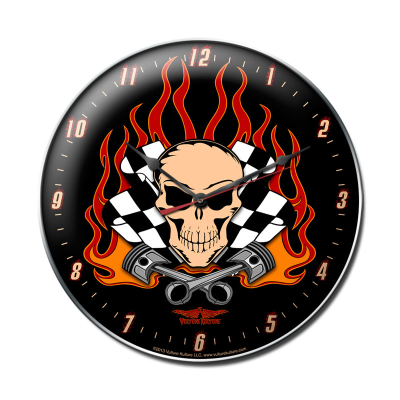 Skull Race, Automotive, Metal Sign, Wall Art, 14 X 14 Inches