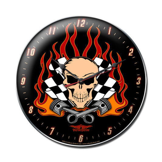 Skull Race, Automotive, Metal Sign, Wall Art, 14 X 14 Inches