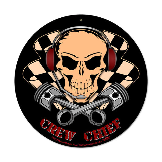 Crew Chief Vintage Sign, Automotive, Metal Sign, Wall Art, 14 X 14 Inches