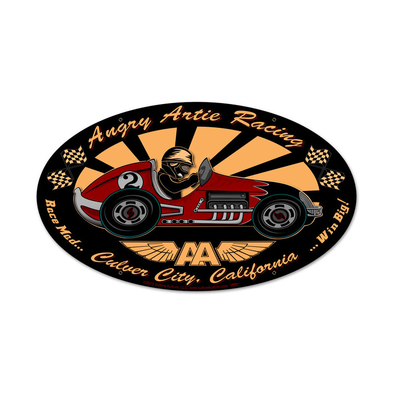 Angry Artie Vintage Sign, Automotive, Metal Sign, Wall Art, 24 X 12 Inches