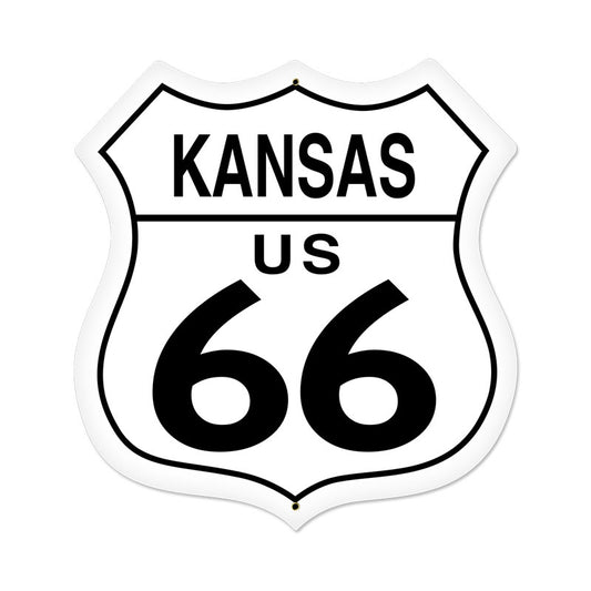 Kansas Route 66 Vintage Sign, Street Signs, Metal Sign, Wall Art, 28 X 28 Inches
