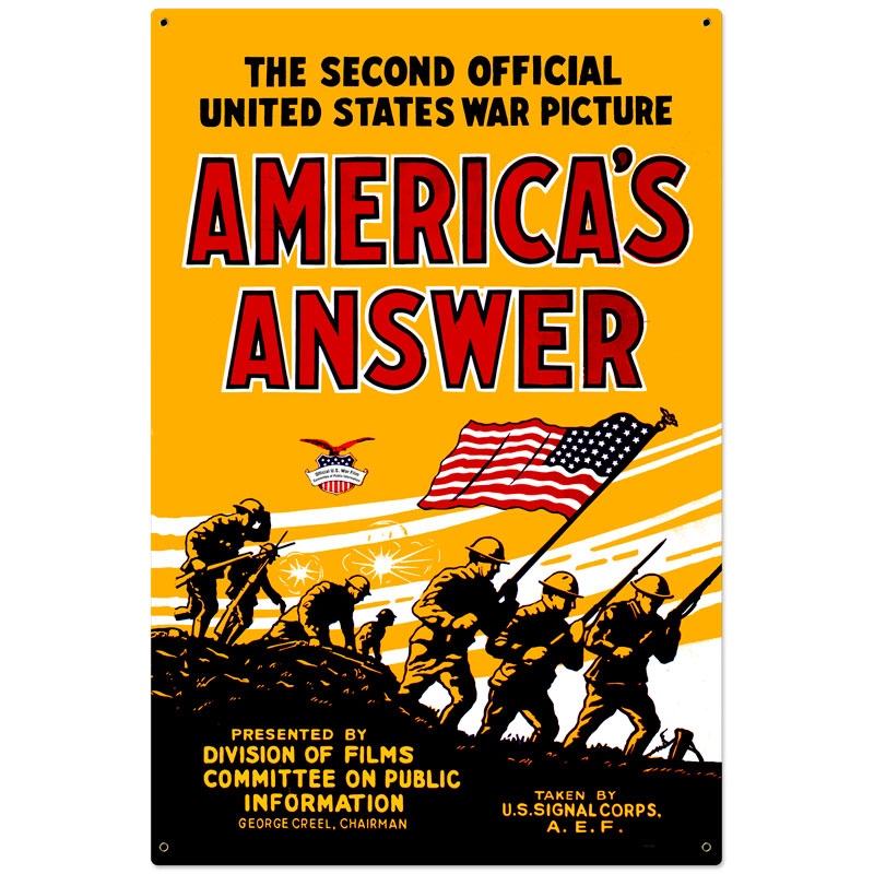 Americans Answer Vintage Sign, Military, Metal Sign, Wall Art, 24 X 36 Inches
