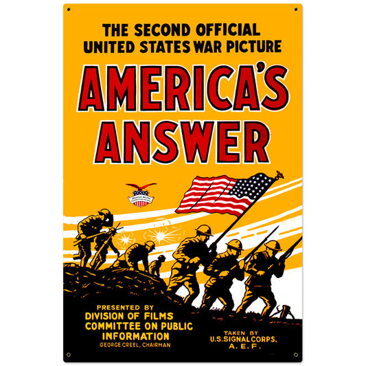 Americans Answer Vintage Sign, Military, Metal Sign, Wall Art, 24 X 36 Inches