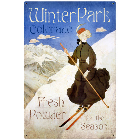 Ski Winter Park Vintage Sign, Travel, Metal Sign, Wall Art, 24 X 36 Inches