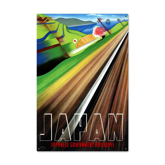 Japan Railways Vintage Sign, Home & Garden, Metal Sign, Wall Art, 24 X 36 Inches