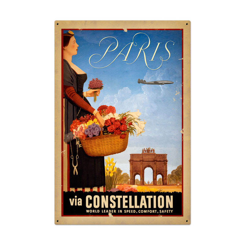 Paris Vintage Sign, Transportation, Metal Sign, Wall Art, 24 X 36 Inches