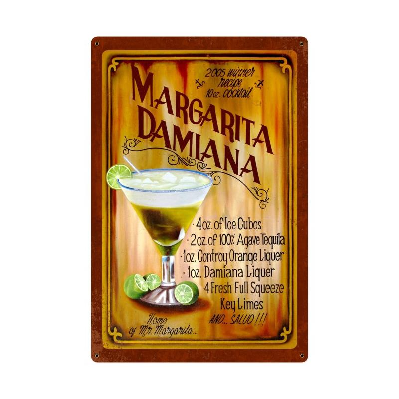 Margarita Damiana Recipe Vintage Sign, Food & Drink, Metal Sign, Wall Art, 24 X 36 Inches