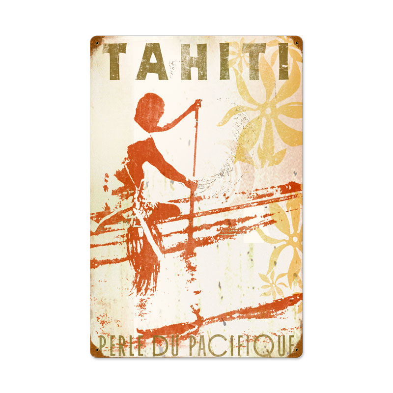 WADE001 - 16 X 24 TAHITI Vintage Sign, Automotive, Metal Sign, Wall Art, 16 X 24 Inches