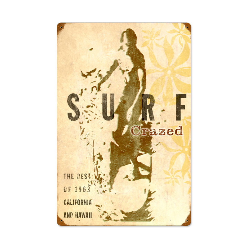 WADE003 - 16 X 24 VINTAGE - SURF CRAZED Vintage Sign, Automotive, Metal Sign, Wall Art, 16 X 24 Inches