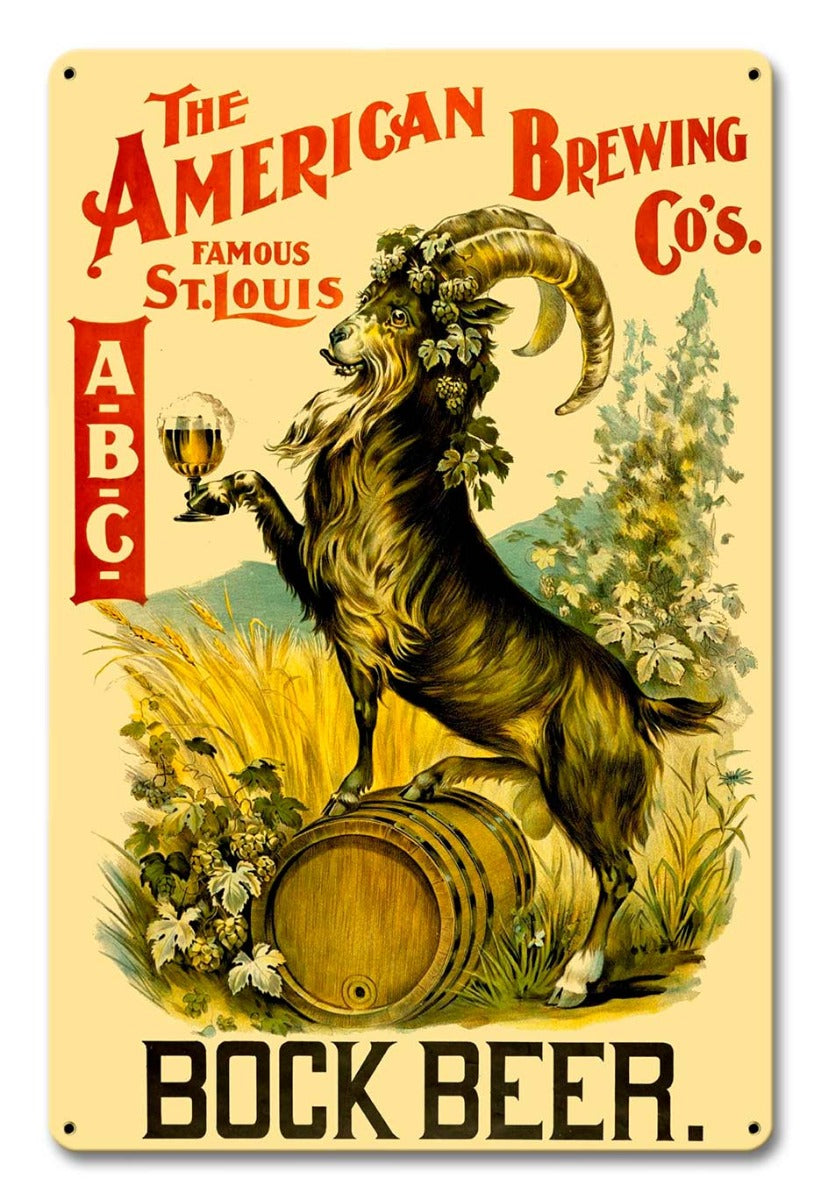ABC Bock Beer, Automotive, Metal Sign, Wall Art, 12 X 18 Inches