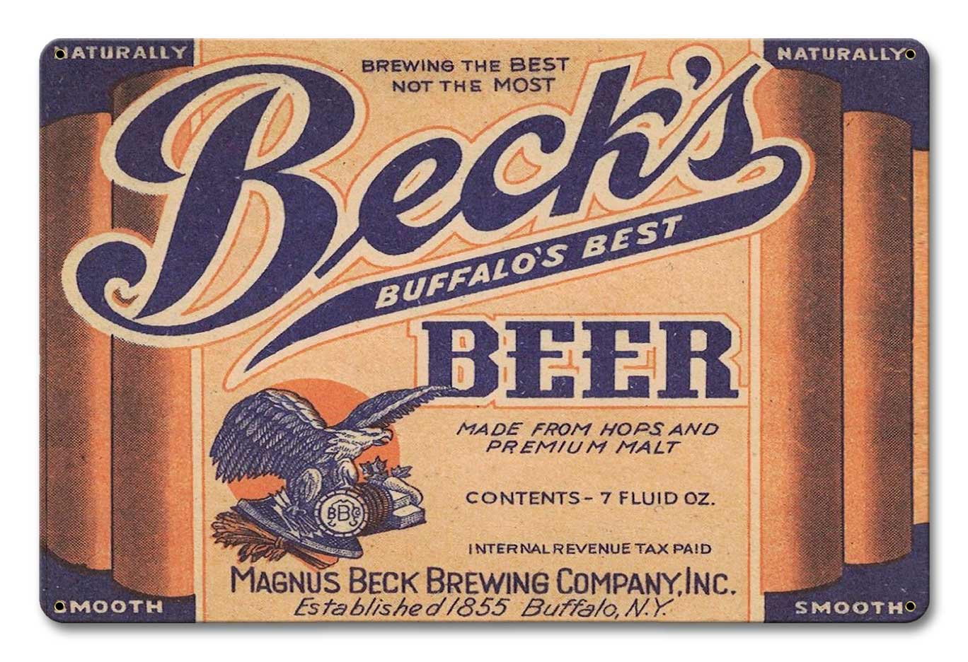 Beck's Beer, Automotive, Metal Sign, Wall Art, 18 X 12 Inches