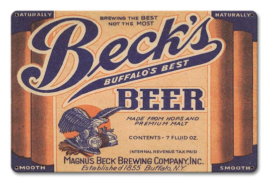 Beck's Beer, Automotive, Metal Sign, Wall Art, 18 X 12 Inches