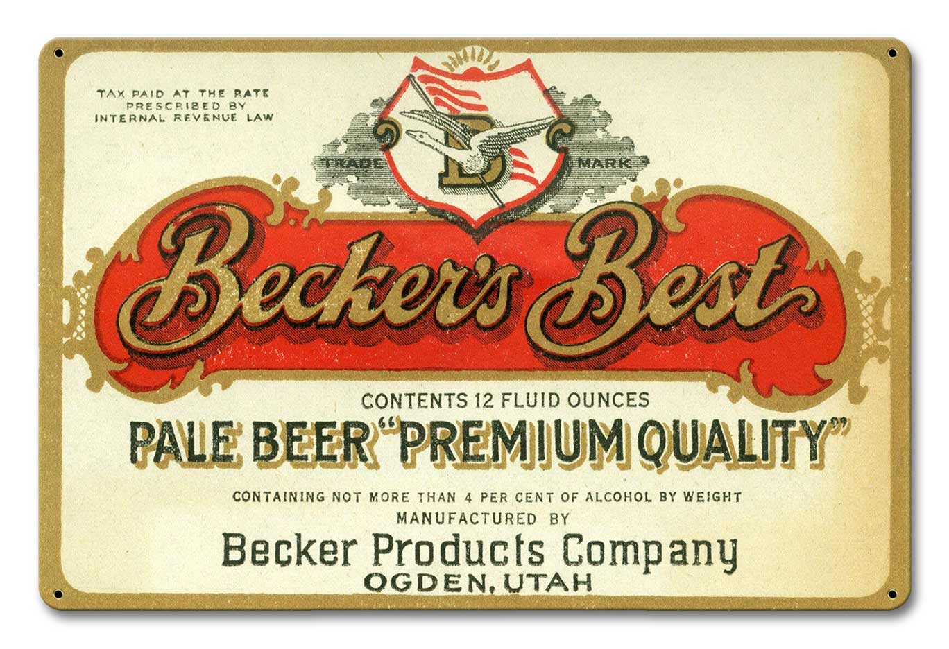 Beckers Best, Automotive, Metal Sign, Wall Art, 18 X 12 Inches