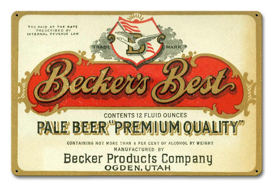 Beckers Best, Automotive, Metal Sign, Wall Art, 18 X 12 Inches