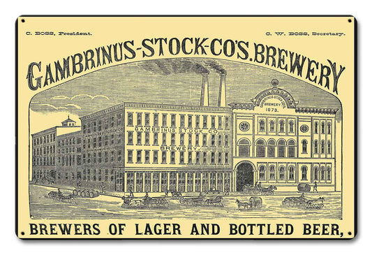 Gambrinus Brewery, Automotive, Metal Sign, Wall Art, 18 X 12 Inches