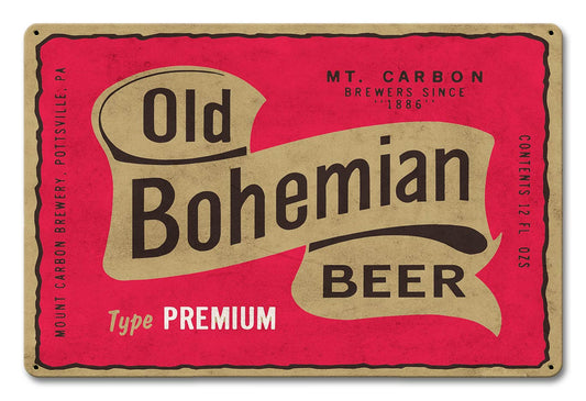 Old Bohemian Beer, Automotive, Metal Sign, Wall Art, 18 X 12 Inches