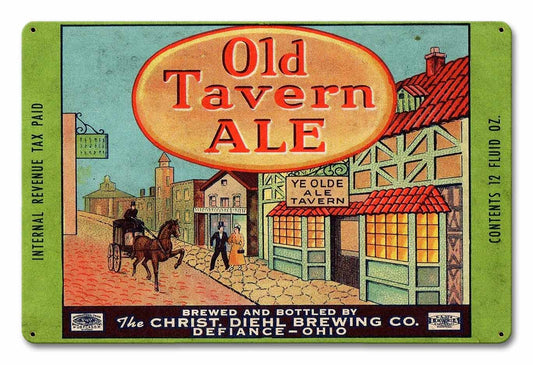 Old Tavern Ale, Automotive, Metal Sign, Wall Art, 18 X 12 Inches