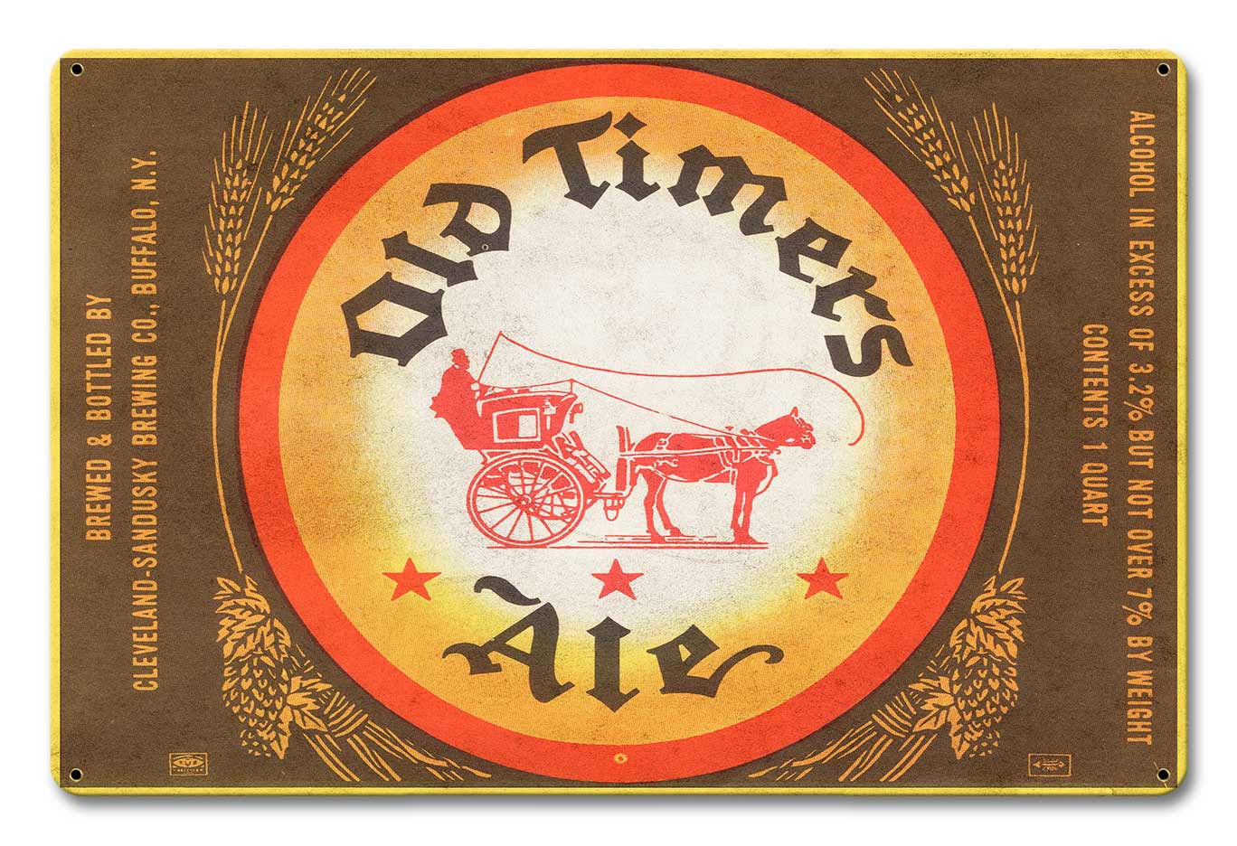 Old Timers Ale, Automotive, Metal Sign, Wall Art, 18 X 12 Inches