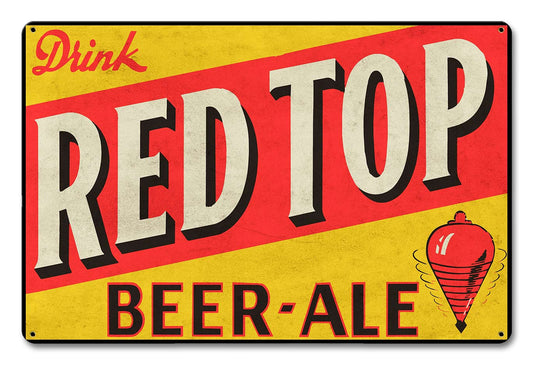 Red Top Beer Ale, Automotive, Metal Sign, Wall Art, 18 X 12 Inches