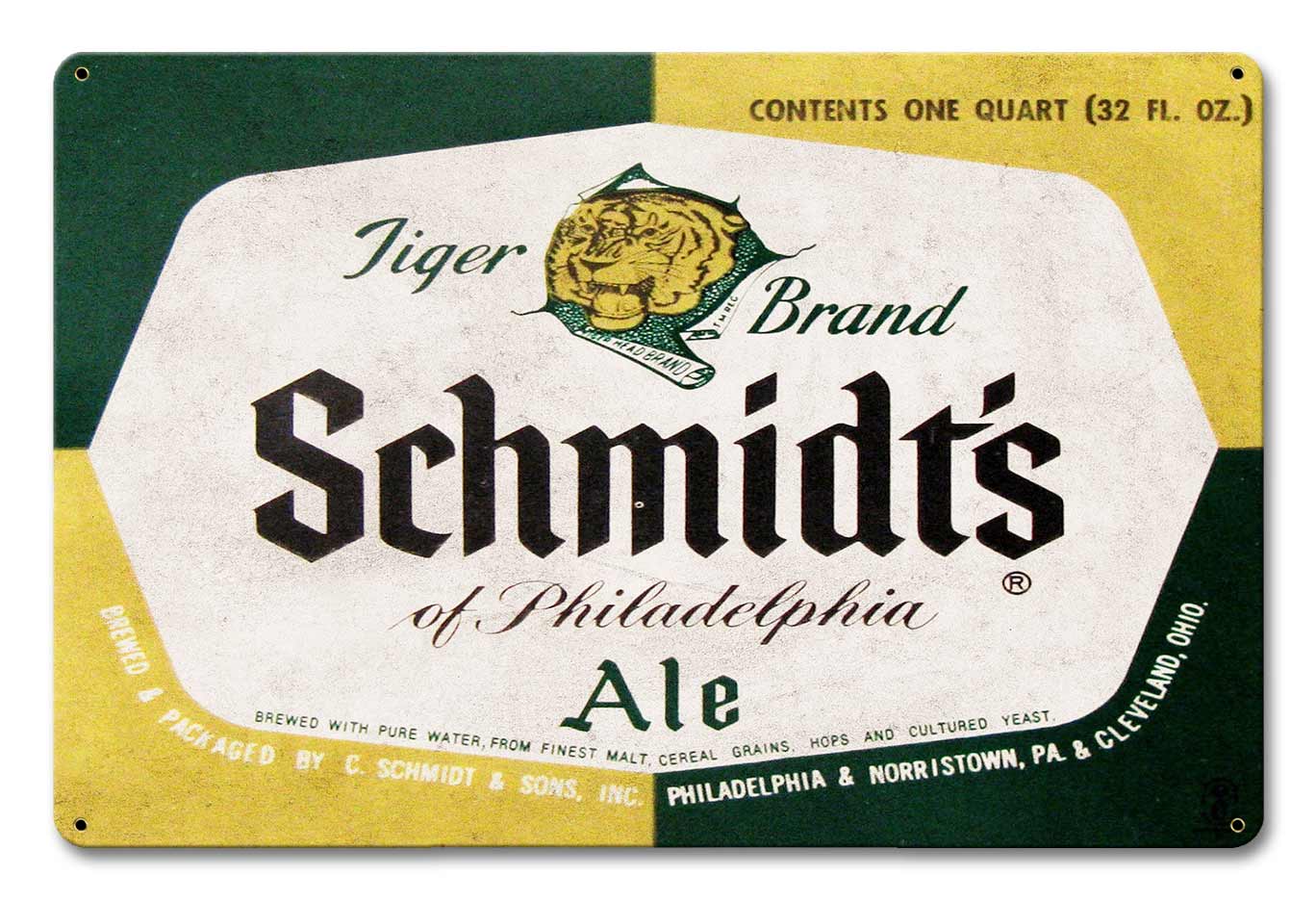 Schmidt's Ale, Automotive, Metal Sign, Wall Art, 18 X 12 Inches
