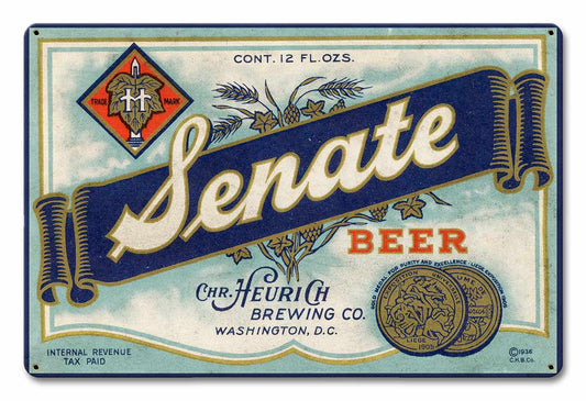Senate Beer, Automotive, Metal Sign, Wall Art, 18 X 12 Inches