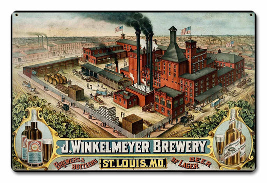 J Winklemeyer Brewery, Automotive, Metal Sign, Wall Art, 18 X 12 Inches