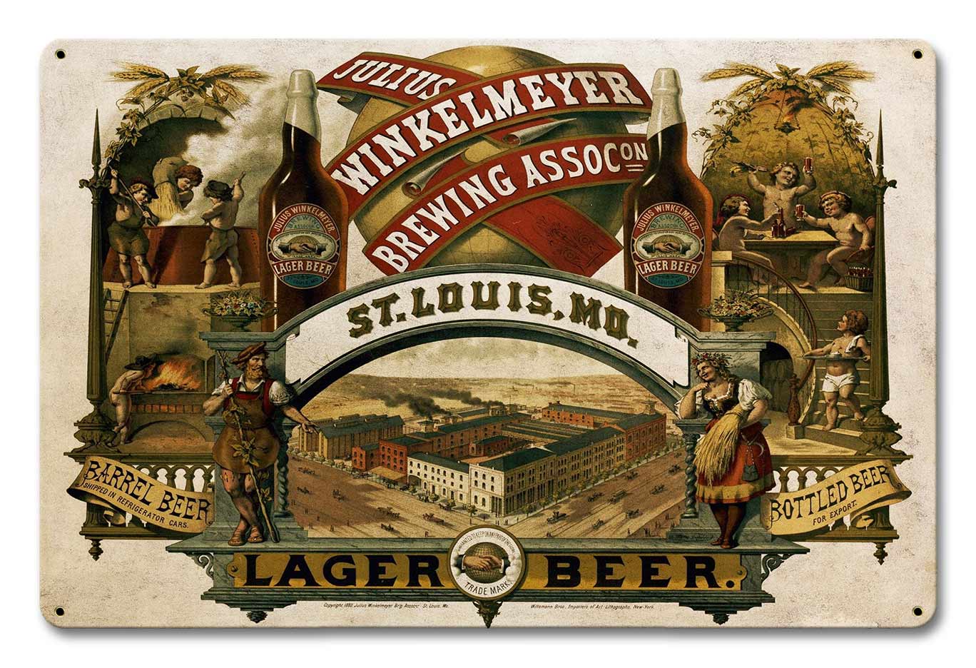 J Winklemeyer Brewing, Automotive, Metal Sign, Wall Art, 18 X 12 Inches