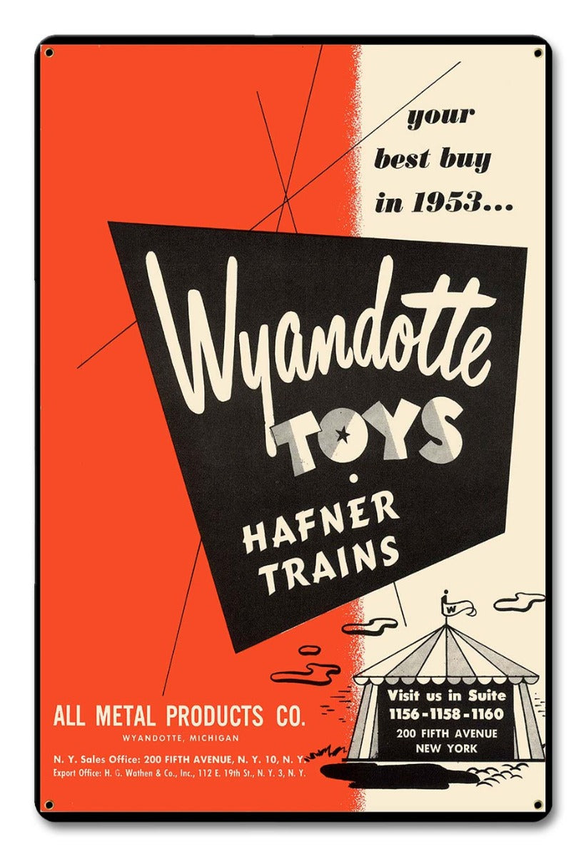 Wyandotte Toys, Automotive, Metal Sign, Wall Art, 12 X 18 Inches