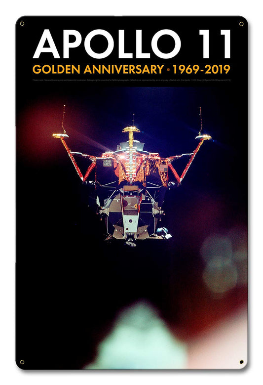 Apollo 11 50th Anniversary The Eagle Has Wings Black Metal Sign Vintage Sign, Aviation, Metal Sign, Wall Art, 12 X 18 Inches