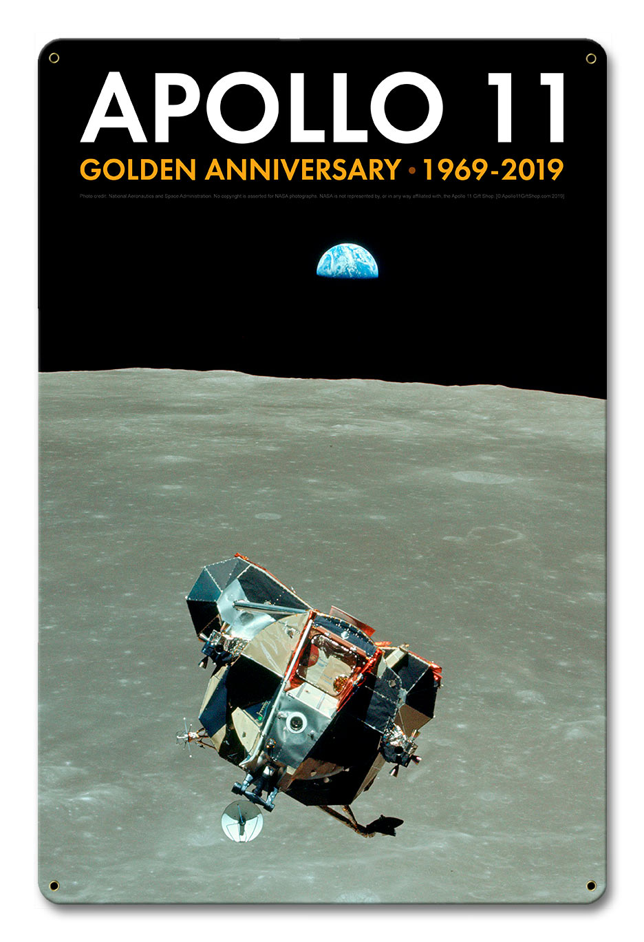 Apollo 11 50th Anniversary Eagle Returns to Columbia Black Metal Sign Vintage Sign, Aviation, Metal Sign, Wall Art, 12 X 18 Inches