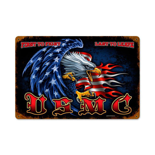 USMC EAGLE, Military, Metal Sign, Wall Art, 12 X 18 Inches