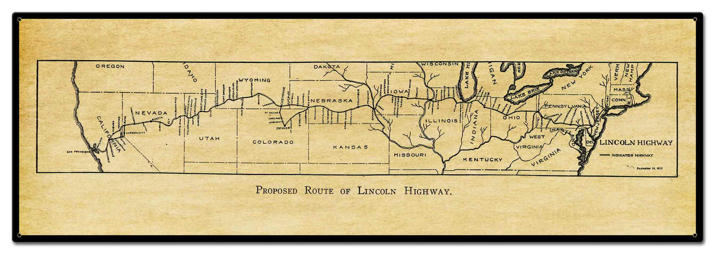 Xray 1913 Lincoln Highway 36 X 12 vintage metal sign