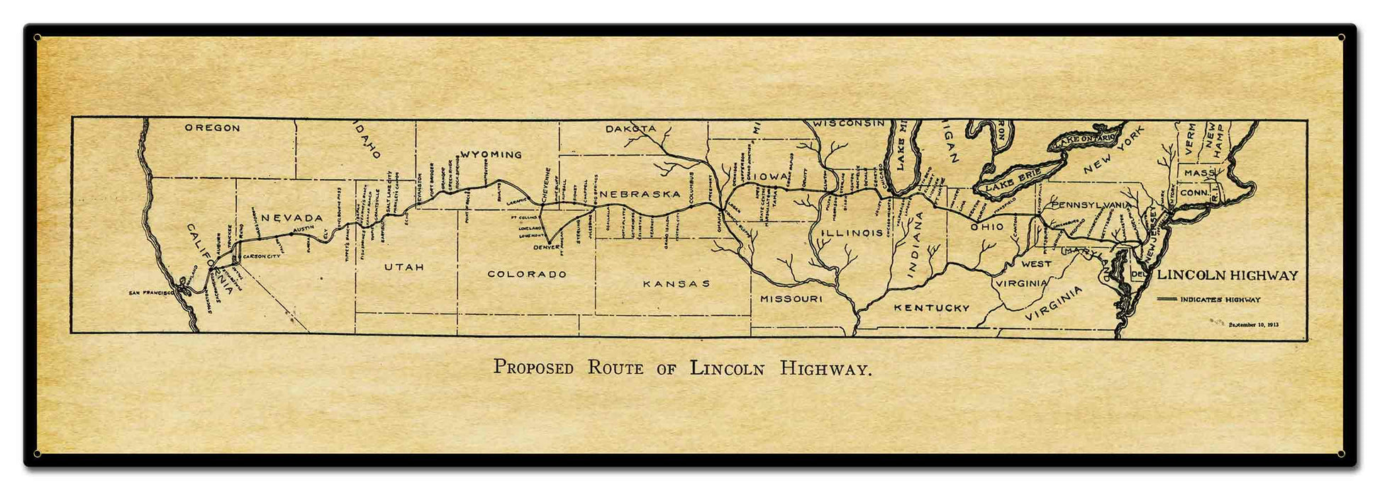 Xray 1913 Lincoln Highway 36 X 12 vintage metal sign